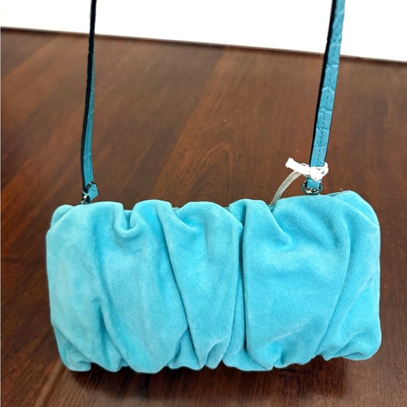 NWT STAUD Bean Convertible Suede Shoulder Bag in Crystal Water fall, Turquoise - Picture 4 of 14